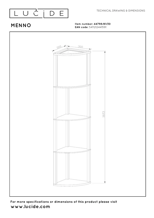Lucide MENNO - Vloerlamp - 1xE27 - Zwart - technisch